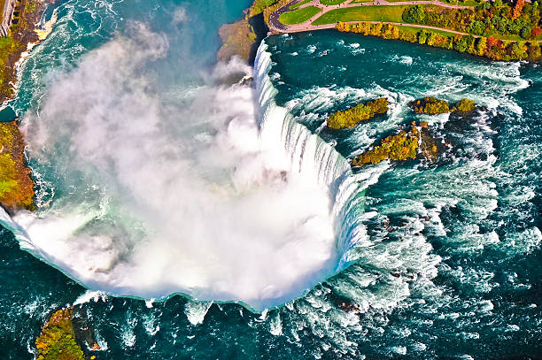Aerial view of Horseshoe Falls at Niagara Falls in Ontario, Canada